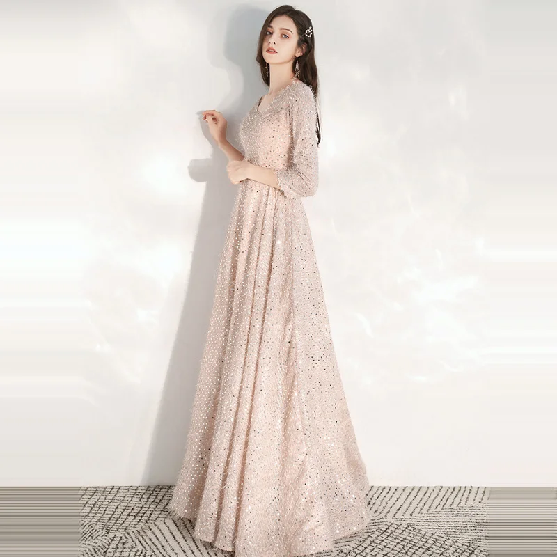 Tai Yiiya Vakaro Suknelės Elegantiška Rožinės spalvos Blizgučiai vakarinę Suknelę Ilgai, Plius Dydis Oficialią Chalatai 2020 Šviečia chalatas de soiree LF179