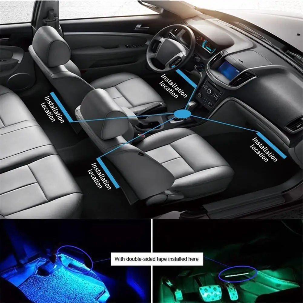 Automobilio LED Juostelės Žibintai, pagal PROGRAMĄ Kontroliuoti 36/48/72 LED RGB Automobilio Salono Apšvietimas Underdash Apšvietimo Rinkinys Auto Automobilis Atmosfera Lempos