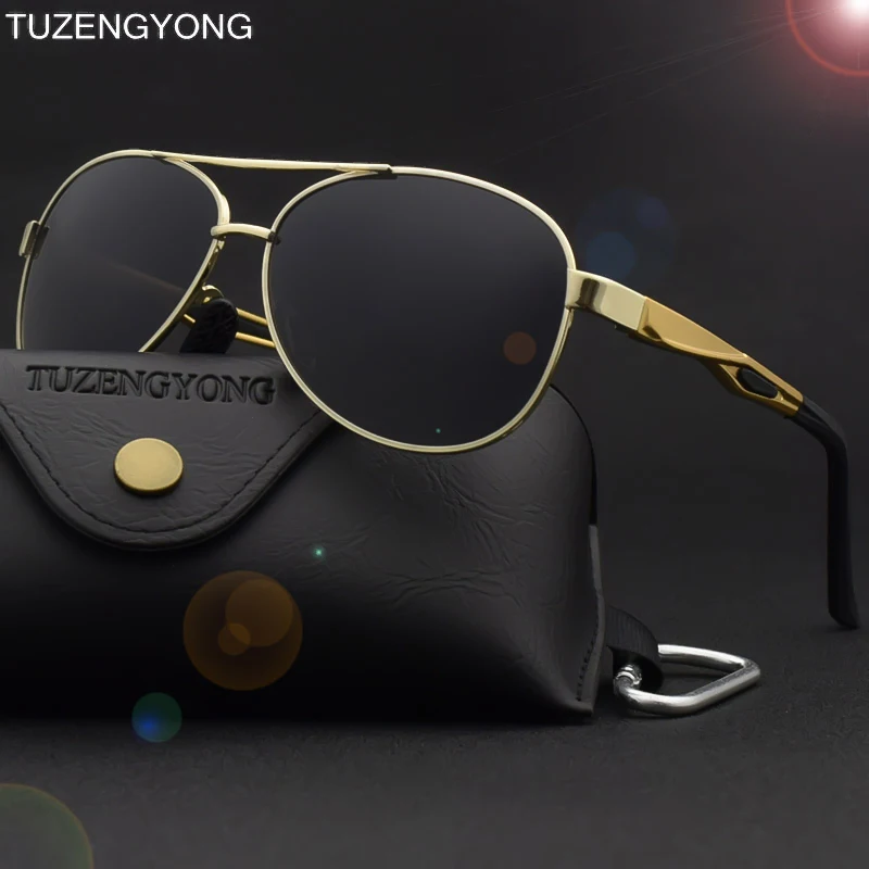 TUZENGYONG Mados Classic Prekės ženklo Dizaino Akiniai nuo saulės Vyrams Pilotas Aliuminio Rėmas Poliarizuota vairavimo Saulės Akiniai Vyrams UV400 Oculos
