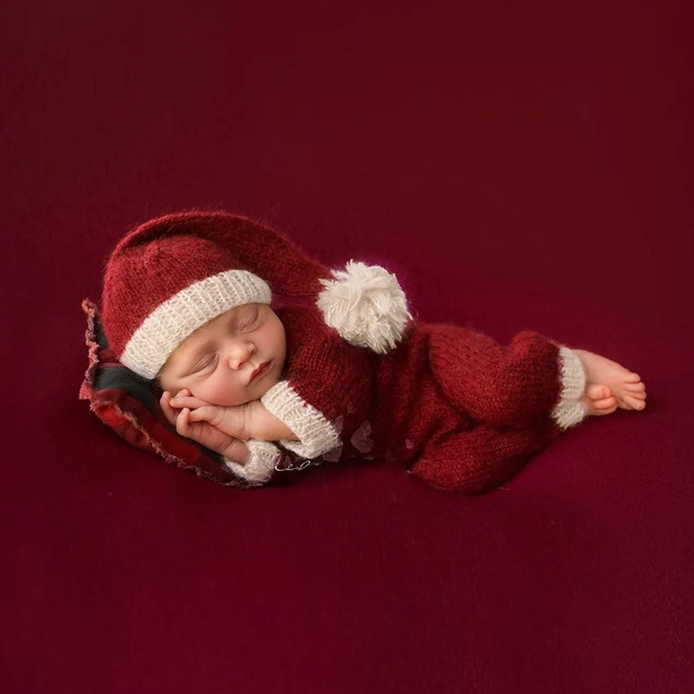 Naujagimio Fotografijos Rekvizitai Kūdikių Romper Jumpsuit Kalėdų Skrybėlę Fotografija, Antklodė, Antklodės Foto Studija Ūgliai Priedai