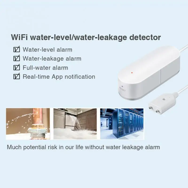 WiFi Pažangi Vandens Nuotėkio Signalizacijos WIFI Vandens Nuotėkio Jutiklis Potvynio Nuotėkio Lygio Signalizacija 