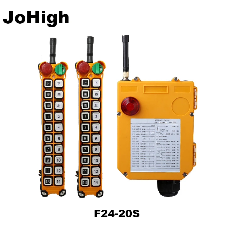JoHigh F24-20S 20 Mygtukus 1 Greitis Keltuvas pramonės Gervė Nuotolinio Valdymo Radijo bangomis 2 siųstuvai + 1 imtuvas