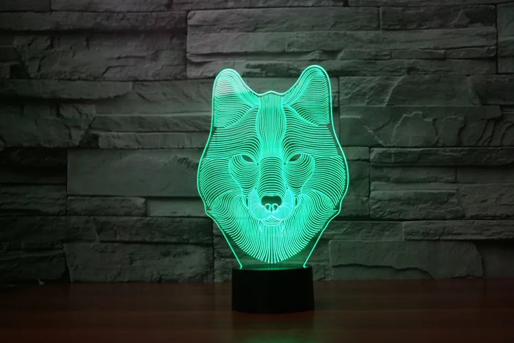 Gyvūnų Wolf 3D LED pagrindiniai kištukiniai naktinių lempų lizdai Spalvinga Vilkas Dizaino stalinė Lempa teen wolf Iliuzija, baterijomis, Žibintai, Miegamasis, Modernus Dekoro