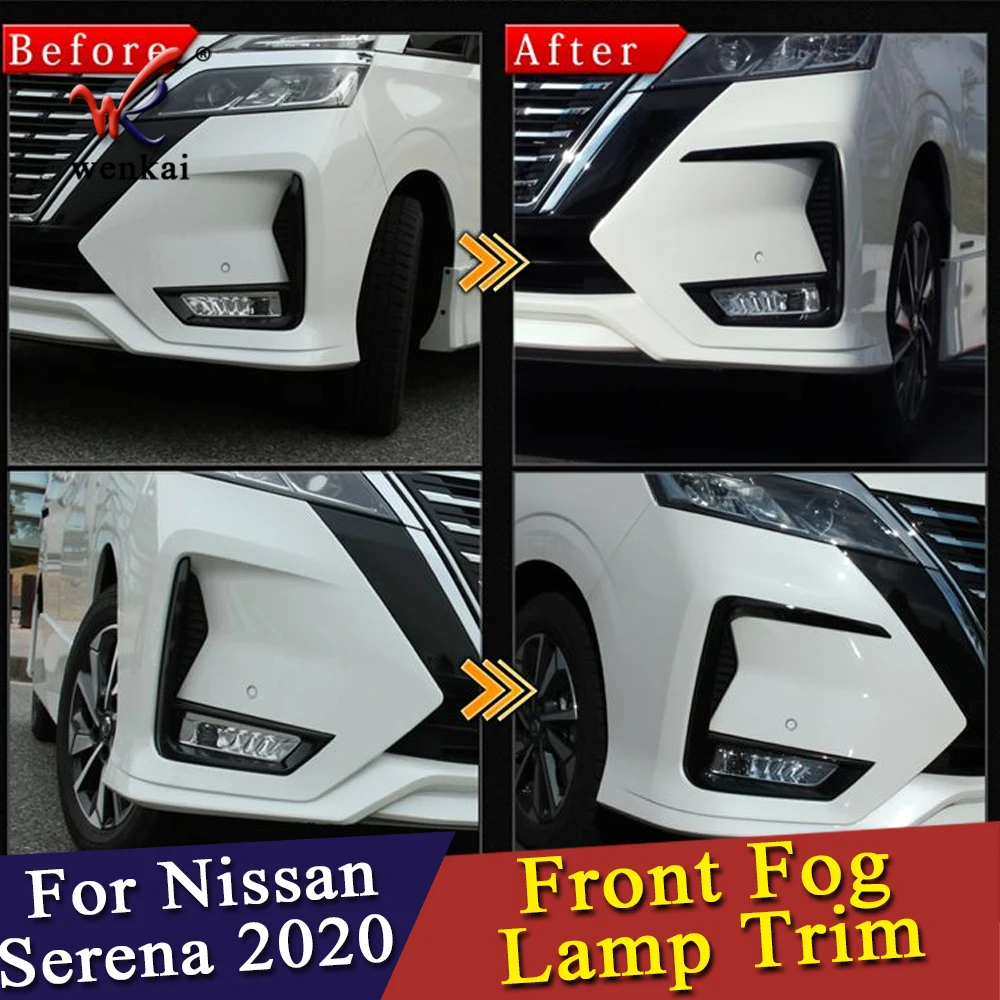 ABS Piano Black Priekiniai Foglight Padengti Nissan Serena C27 2019 2020 Foglamp Apdaila