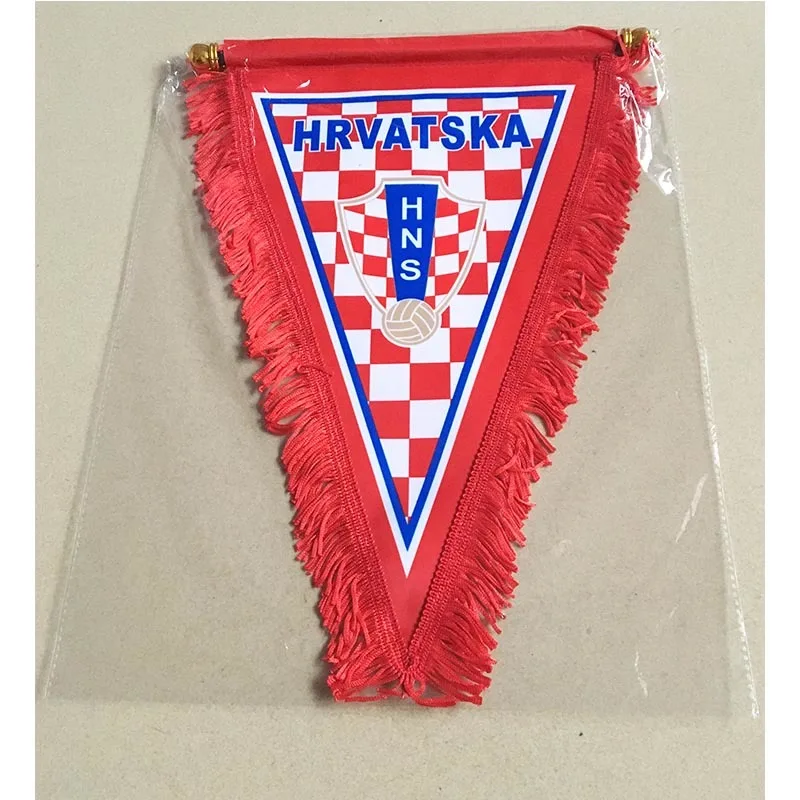 2018 m. Pasaulio Futbolo Čempionato Kroatijos Nacionalinės Futbolo 35cm*25cm Dydžio Dvigubo Pusių Apdailos Kalėdų Tris Kampe Vėliavos Banner