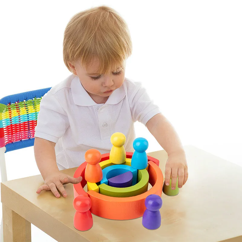 Vaivorykštė Žaislas Vaivorykštė Sukrauti Balansas Blokai vaikų Žaislų Montessori Švietimo Žaislai Vaikams 