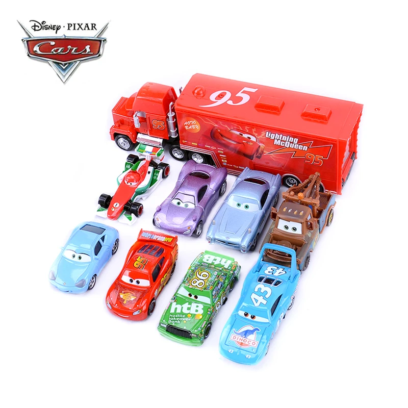 Disney Pixar Cars 2 3 Žaislas, Automobilių Žaibas McQueen Mack Dėdė Sunkvežimių Gelbėjimo Nustatyti Kolekcija 1:55 Diecast Modelio Automobilių Žaislas Vaikams Dovanų