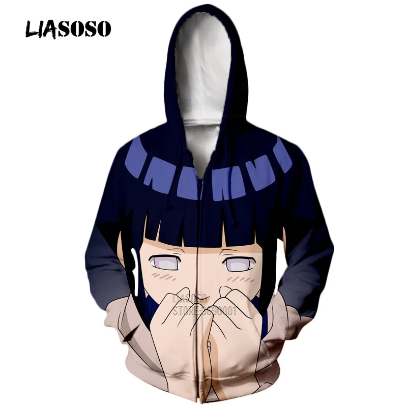 LIASOSO 3D Spausdinimo Unisex Anime NARUTO Uzumaki Naruto Hinata Hyuga Gobtuvu Hoodies Palaidinės Striukės Užtrauktukas Harajuku Viršūnes X2290