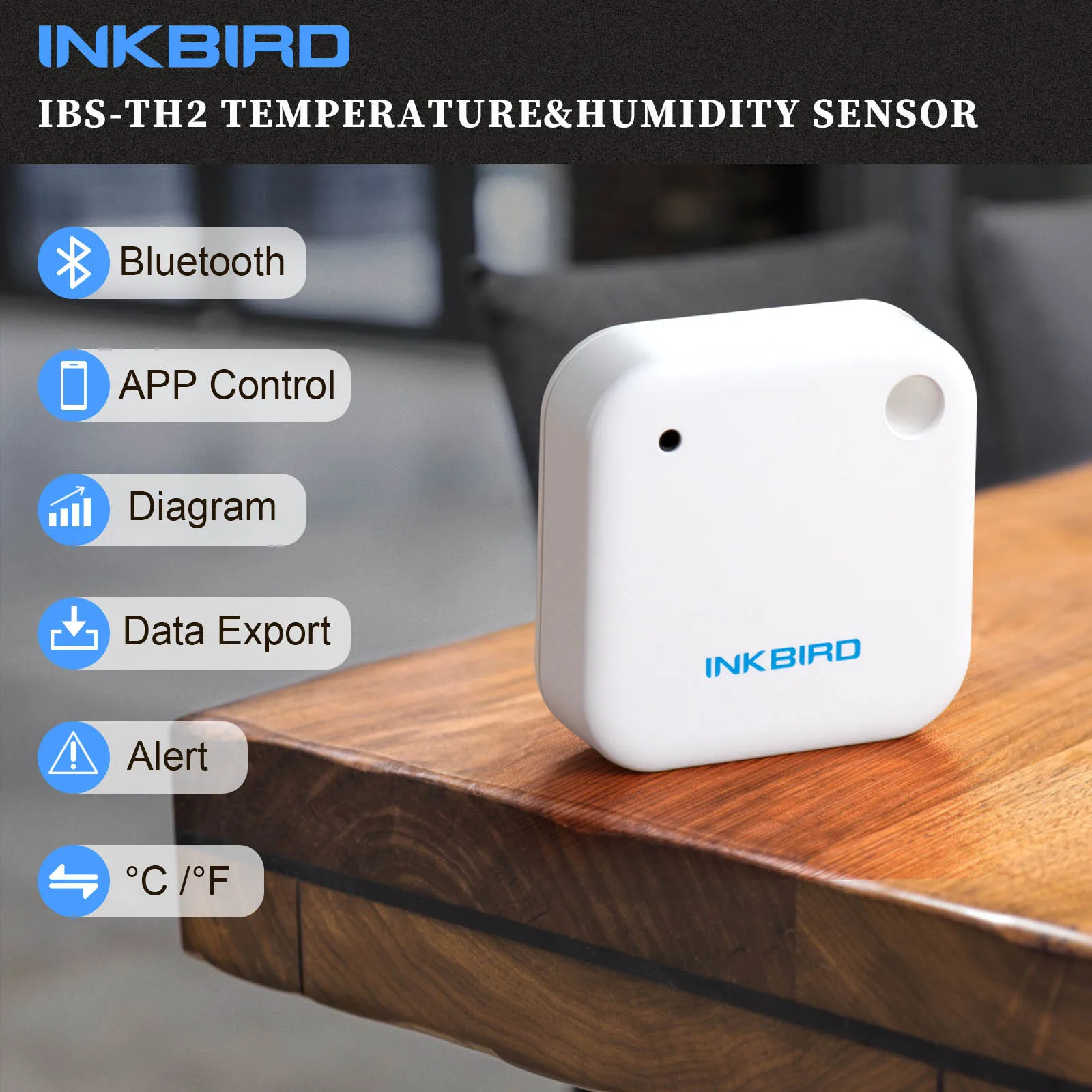 Inkbird 3 Tipų TVM-TH2 Smart Bluetooth Termometras&Drėgmėmačiu Temperatūros ir Drėgmės Jutiklis Namų Meteorologinių Stočių Duomenis Expt