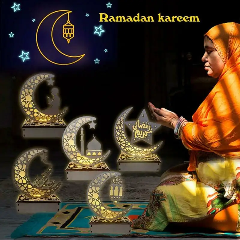 Eid Mėnulis Naktį Šviesos Ramadanas Eid Mubarakas Papuošalai LED Žibintai, 