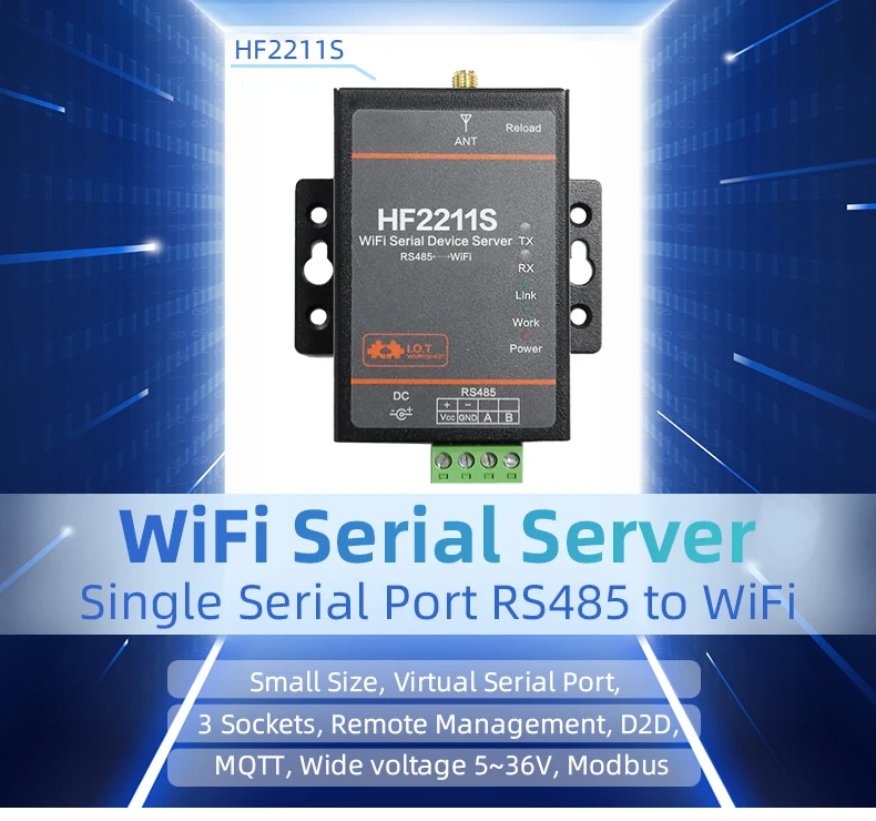 Serial RS-485 WiFi Konverteris Belaidžio Serverio įrenginį