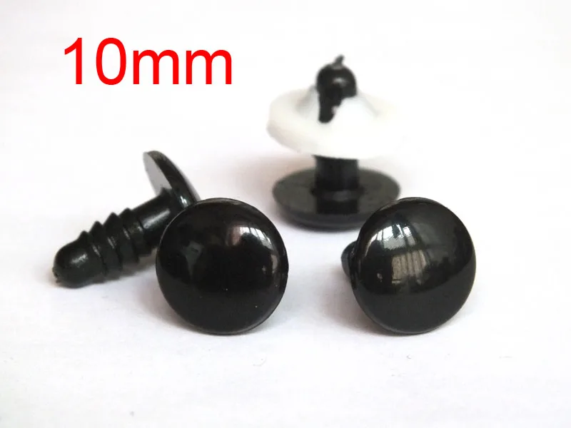 Didmeninė 10mm 100 Pora Butas Juodas saugos akys amatų lokys minkštas žaislas snap plastikiniai vaiko saugos