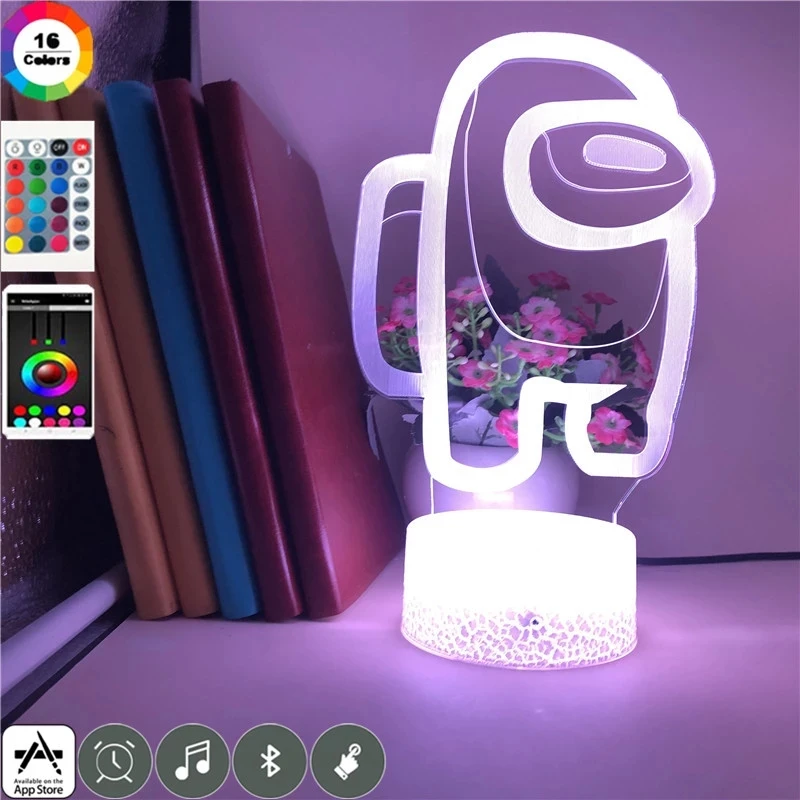 7 Spalvų Kaita LED Žaidimas Tarp Mūsų 3D naktinė lempa Regėjimo Iliuzija Veiksmų Skaičius, Žaislai Naujovė Šviesos Kalėdų Dovanų Stalo Lempa