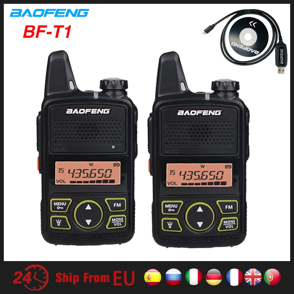 2VNT Baofeng BF-T1 Mini Walkie Talkie UHF Nešiojama CB Kumpis Radijo BF T1 Nešiojamą FM radijo stotele Vaikai Domofonas 5KM bft1 Comunicador