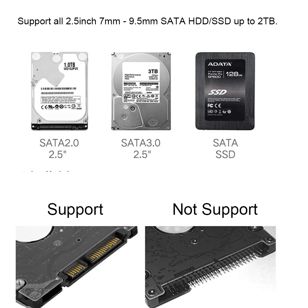 2.5 Colio HDD SSD Atveju Sata Į USB 3.0 Adapteris Nemokamai 5 Gb / s Box Kietojo Disko Gaubto Paramos 2TB UASP Protokolas