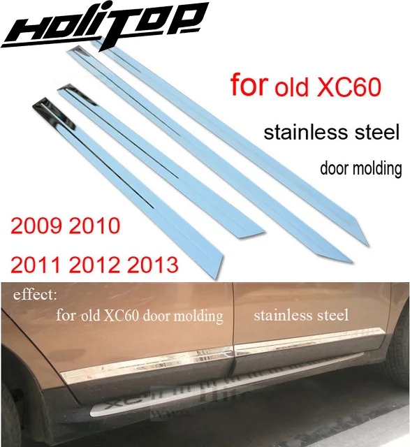 Kūno pusėje liejimo durų liejimo durų apdaila, apdaila už Volvo XC60, nerūdijančio plieno arba ABS, 4pcs/set 2009-2013 m arba-2017
