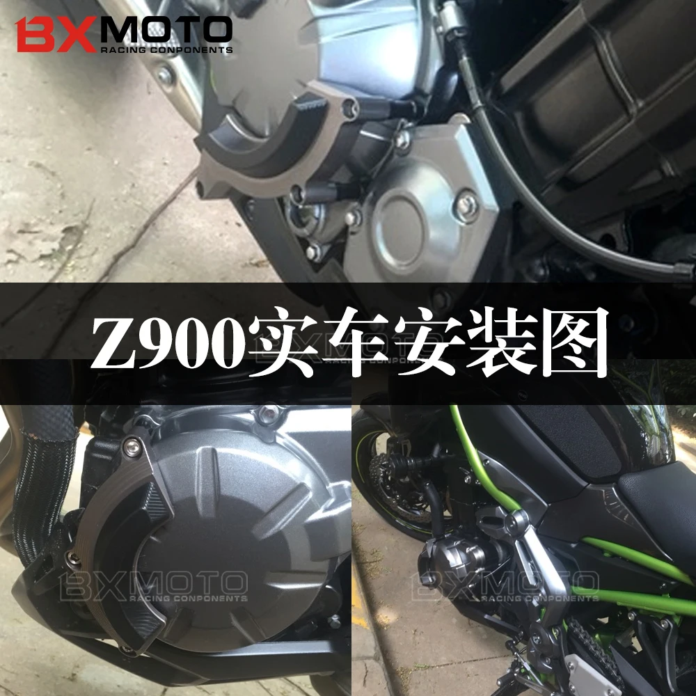 Z900 Variklio Apsaugas Kawasaki Z900 2017 2018 2019 CNC Motociklo Variklio Apsaugas, Kairėn, Dešinėn Variklio gaubtas Susidūrimo Gynėjas Trinkelėmis žalia