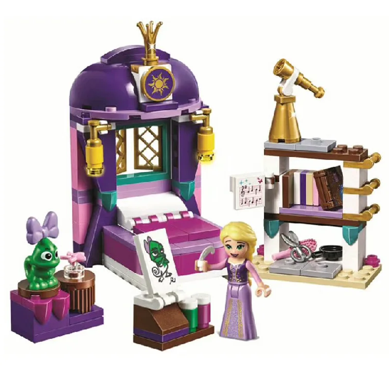 Lepinblocks Princesė Mergina 25017 Rapunzel Pilis Miegamasis Blokai Žaislai Mergina dovana Princesė 41156