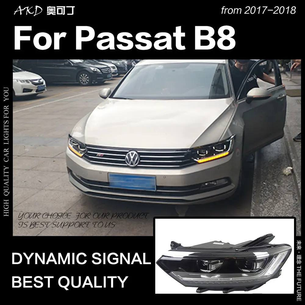 AKD Automobilių Stilius VW Passat, B8 LED Žibintų 2017-2018 Magotan priekinis žibintas DRL Hid Žibintas Angel Eye Bi Xenon Šviesos Priedai