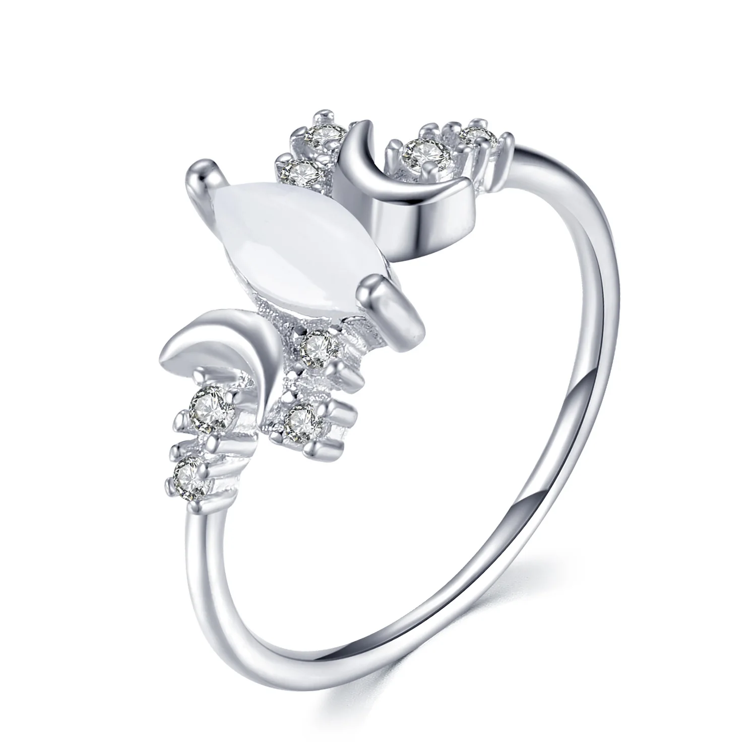 Moterų White Opal Mėnulio Akmens Žiedas Mados 925 Sidabro Vestuvių Papuošalai Žada Meilę, Sužadėtuvių Žiedai Moterims