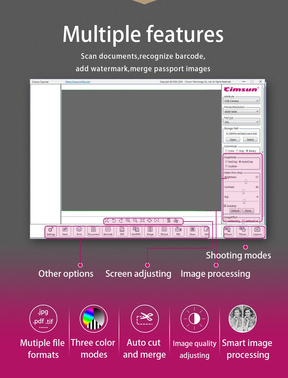 Nauja versija Skaitytuvas T580X Knygos & Dokumentų Kamera CimFAX, 5 Mega-pixel, Užfiksuoti Dydis A4, anglų kalba, Programinė įranga, biuro, mokymo