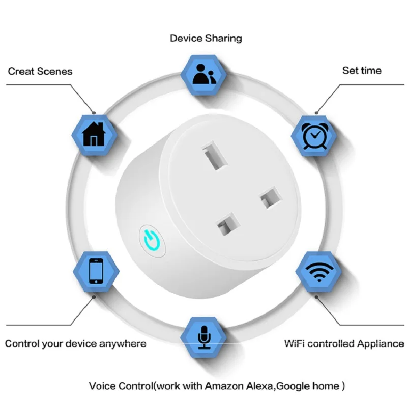 16A 3pcs Tuya Wifi Smart lizdas Smart mini plug UK WiFi nuotolinio valdymo pultas su Alexa, Google pradžia Energijos Monitorius