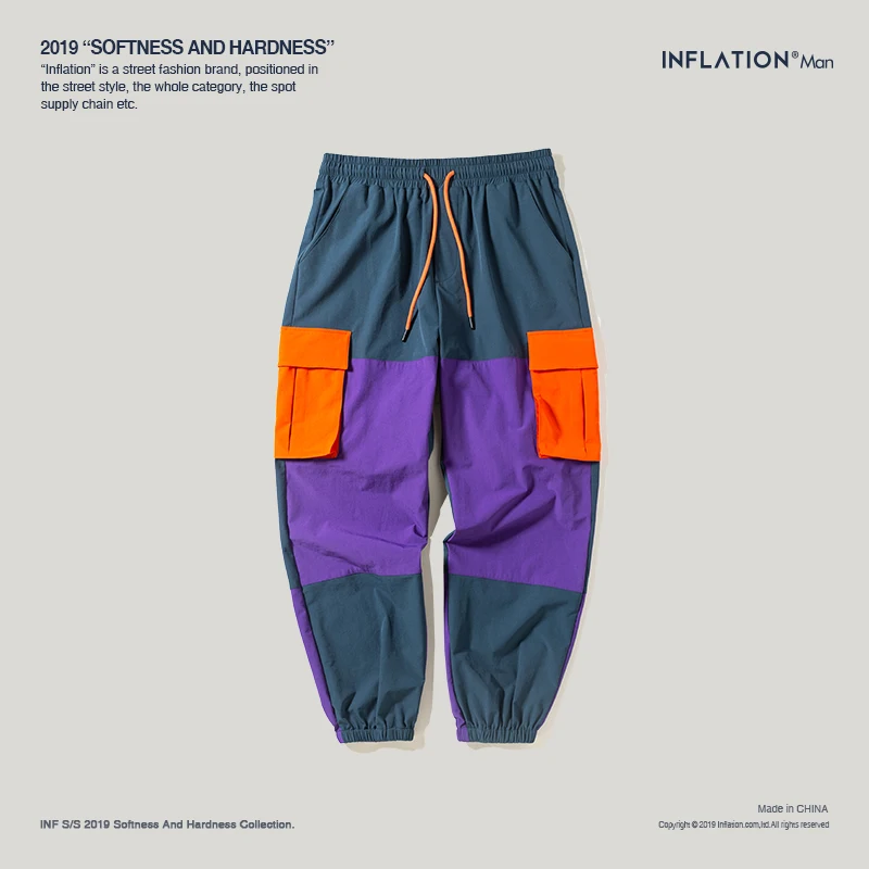 INFLIACIJA Streetwear Kelnės Vyrams 2020 M. Rudens Žiemos Švarkelis, Kelnės Vyrams Hip-Hop Spalvos Siūlės Pusėje Kišenės 93311W