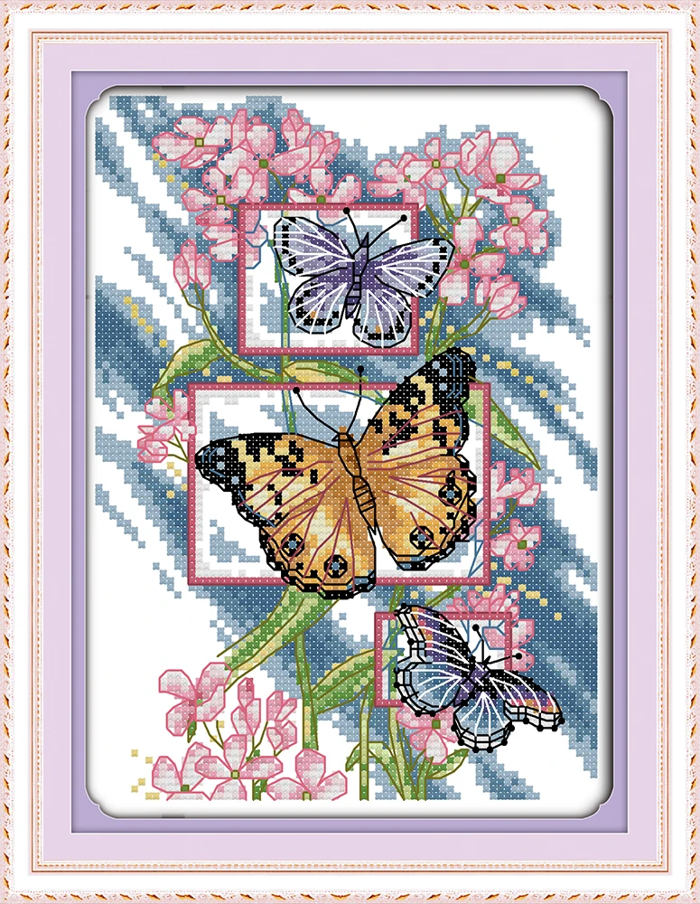 Butterflie 7 kryželiu rinkinys, aida 14ct 11ct skaičius atspausdinta drobė siūlių siuvinėjimui 