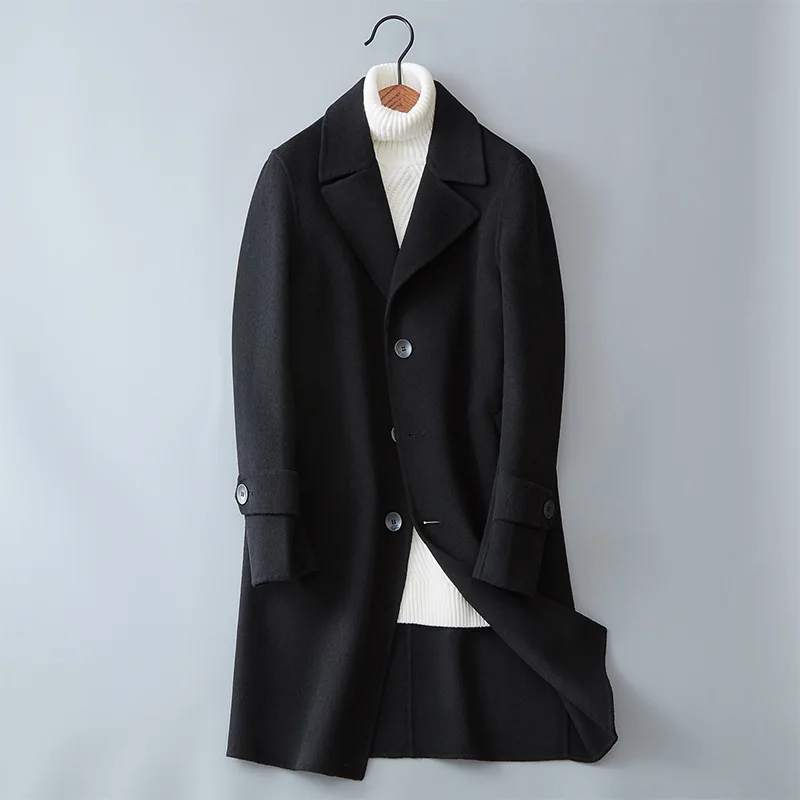 2017 m. Žiemos naujo stiliaus Vyrų mados tirštėti tranšėjos paltai striukės vyriški laisvalaikio švarkelis, vilnoniai paltai vyrams paltas