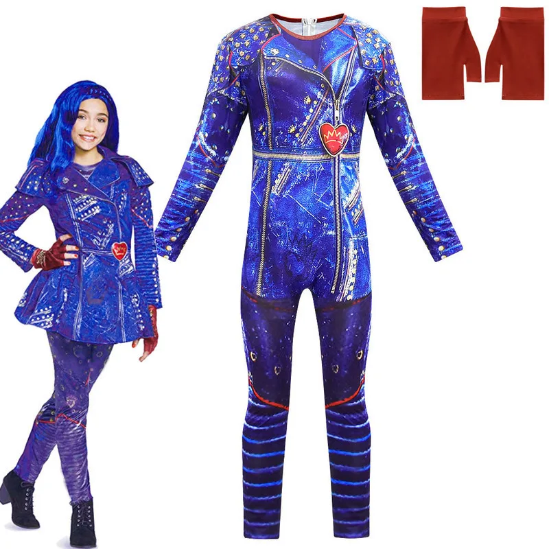 Vaikai kostiumų cosplay Palikuonys 3 Evie Mal Audrey Jay Carlos kostiumai vitage ragana juokingi Helovinas šalis 3D berniukai Jumpsuits