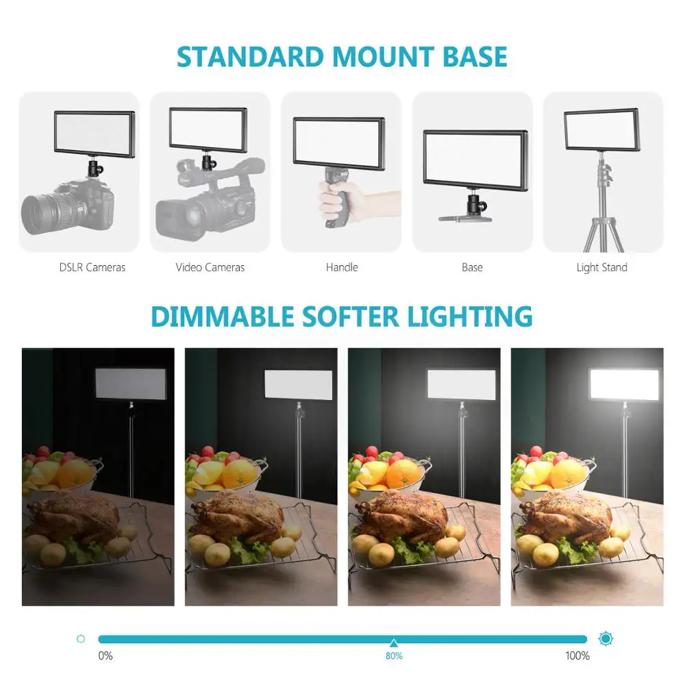 Neewer Bi-color Pritemdomi LED Vaizdo Šviesos LCD Ekranas,Li-ion Baterija Didelės Galios LED Panel Kamera, Foto Studija Portretas