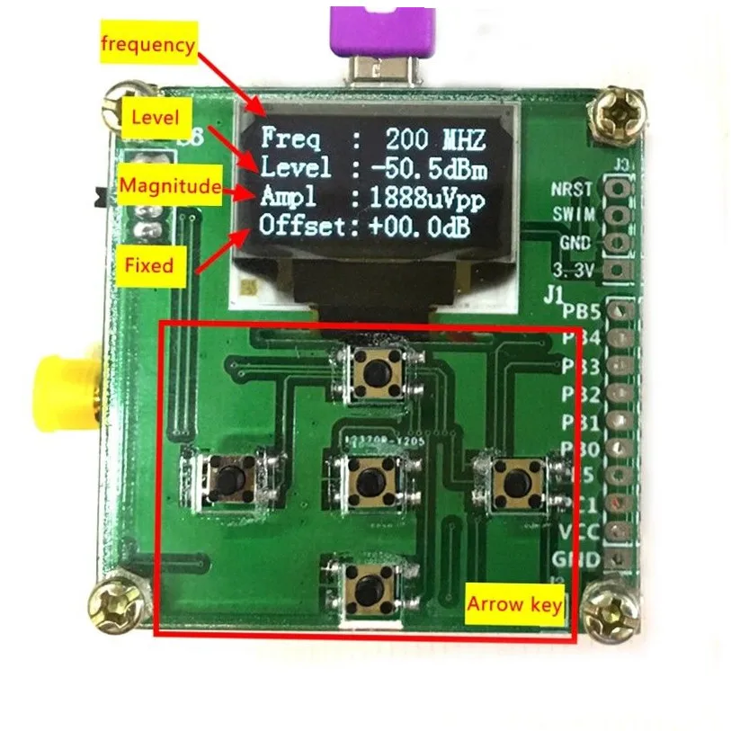 Naujas 8GHz RF Galios Matuoklis 1-8000Mhz OLED -55～-5 dBm + Sofware RF Slopinimas Vertė