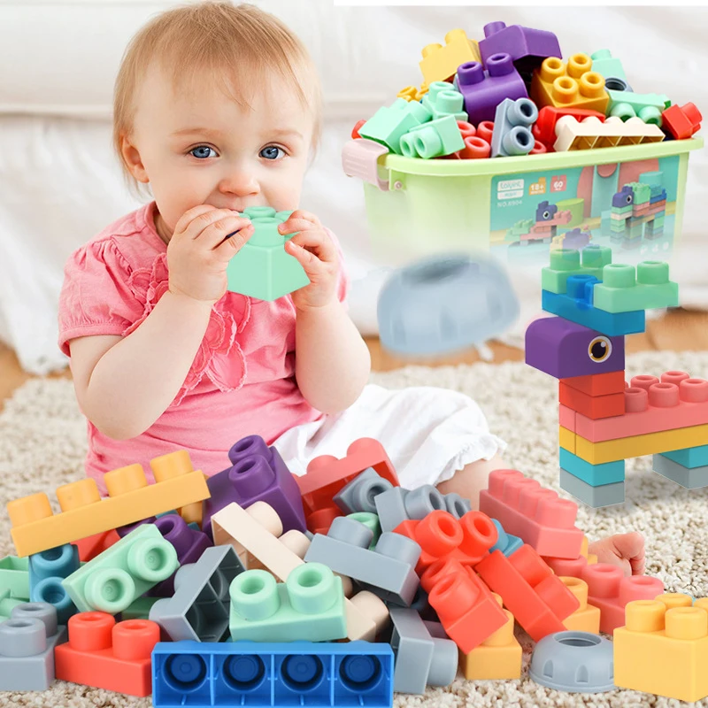 Minkštas Blokai Baby Soft Teethers Blokai Žaislas Su talpinimo Didelis Dydis Surinkti Gumos 