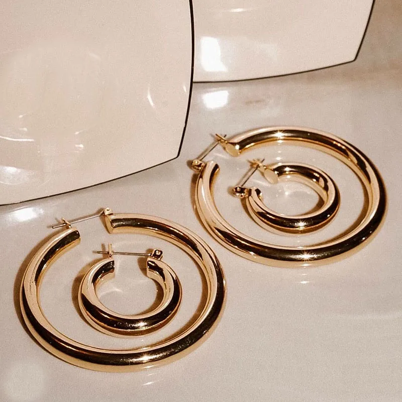 Storas masyviu aukso hoopas auskarai moterims, nerūdijančio plieno ins mados didelį ratą auskarai mados 2021