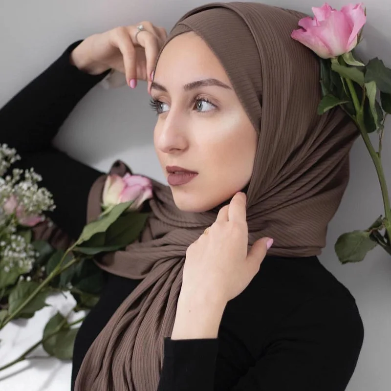 Madinga Klostytas Jersey Musulmonų Šalikas Hijab Ilgas Šalikas Moterų Mados Paprasto Susiraukšlėjusi Galva Wrap Islamo Drovumo Galvos Apdangalai Turbaną