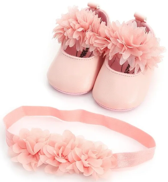 Nauja vasaros gėlių stilius Kūdikiams, kūdikių mergaitės batai + lankelis pirmą walker princesė nustatyti suknelė minkštas vienintelis mary jane bateliai