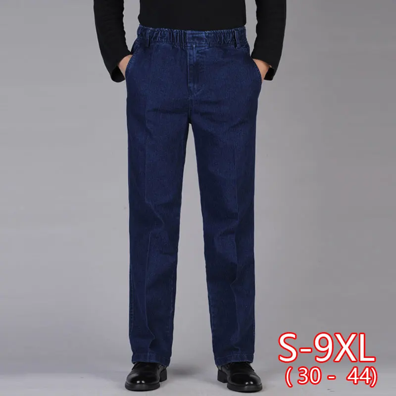 Džinsai Streetwear Kelnės Kelnės Europos Mados Prarasti Tiesiai Atsitiktinis Džinsai Plius Dydis 5XL Mens Vyrų Vyras Pieštuku Plonas Pledas