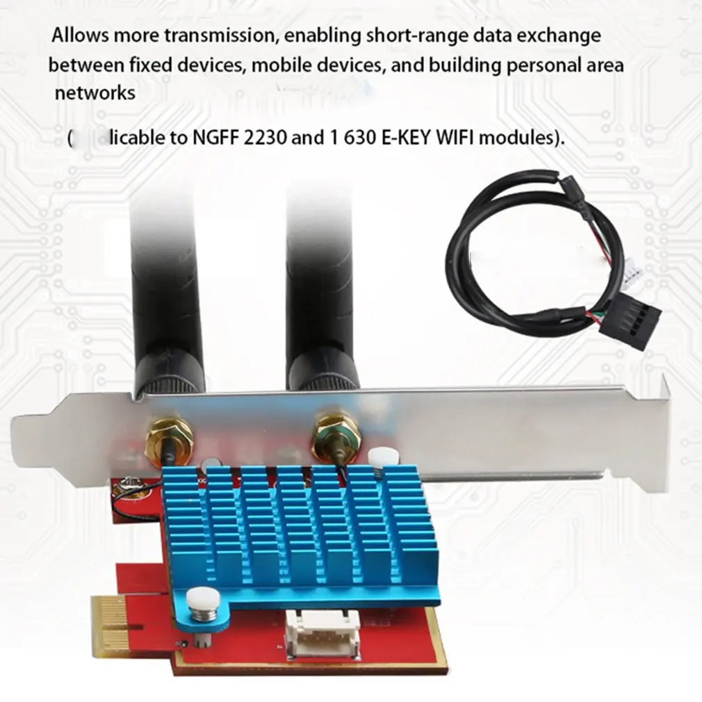 PCIe 1x M. 2 NGFF Belaidžio WiFi M. 2 Plėtimosi Kortelės Adapteris Palaiko Wireless Dual Antenos Adapteris Valdyba