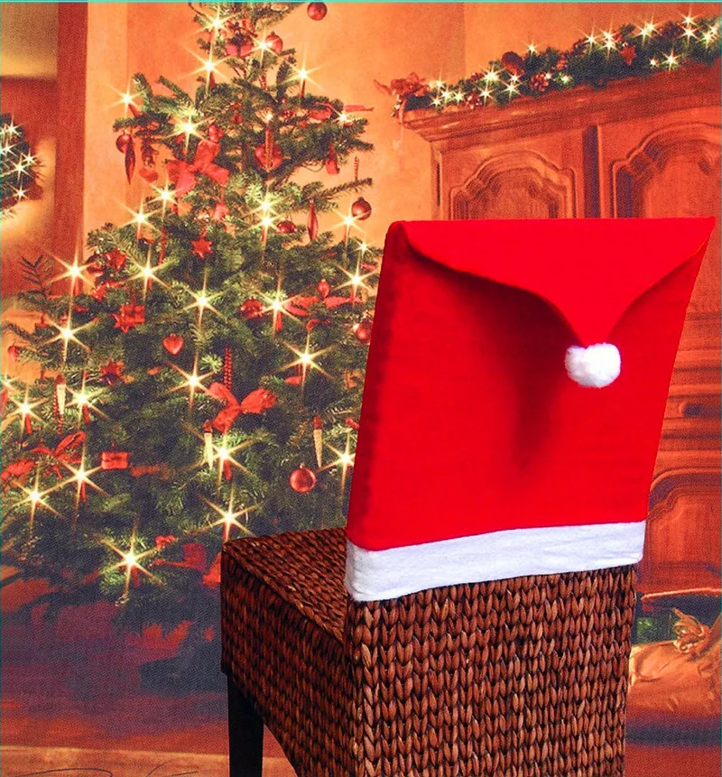 Padengti Kalėdų Kėdė Raudona Charismas Kėdė Dekoro Neaustinių Santa Hat Kėdė Padengti Kalėdų Stalo Dekoras Laimingų Naujųjų Metų 2021 Noel