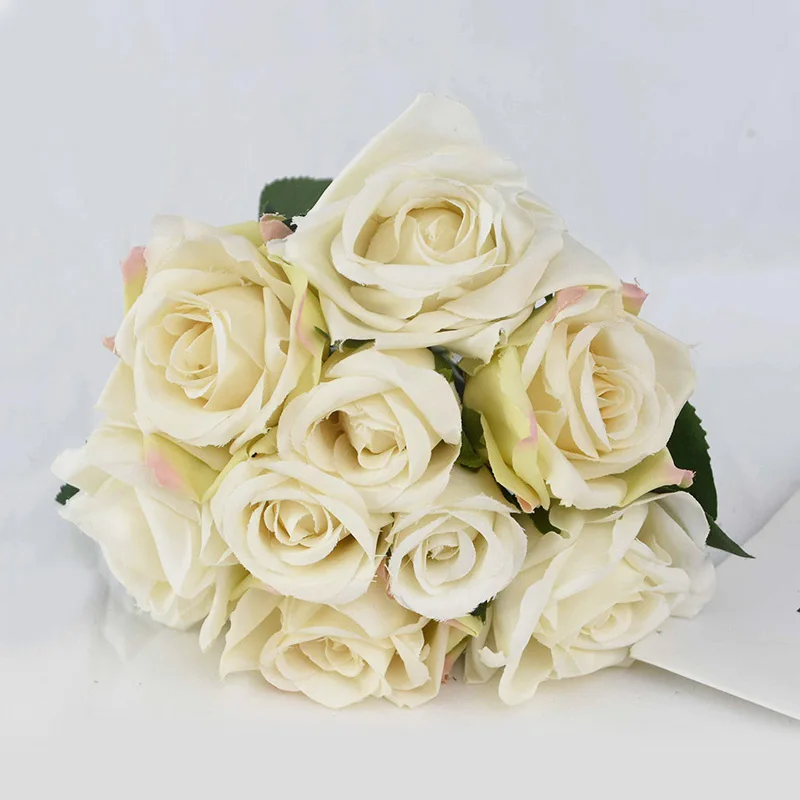 1 Puokštė Dirbtinių Rožių Gėlių Vestuvių Puokštė Nuotaka Vestuvių Gėlės, Vestuvių Namų Puošybai Šalies Prekių Flores