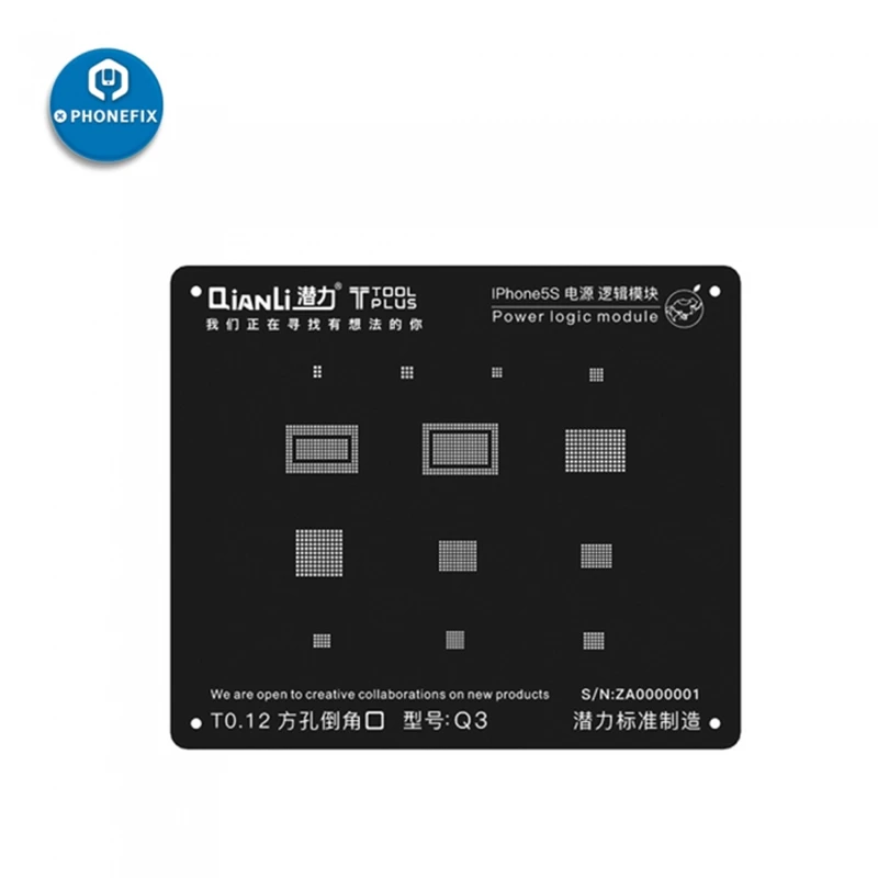 QianLi 3D BGA Reballing Trafaretas 0.12 MM, iPhone 6S 7 8 X Power Logika IC Litavimas, Remontas Augalų Alavo Lydmetalis Šabloną Plieno tinklas