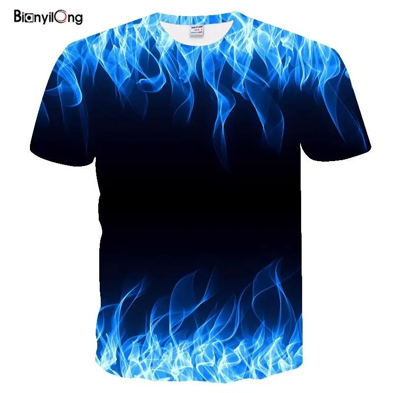 2020 naujas Mėlyna Liepsna marškinėlius Vyrų, Moterų marškinėliai 3d t-shirt Juoda Tee Atsitiktinis Viršų Anime Camiseta Streatwear trumpomis Rankovėmis Marškinėlius