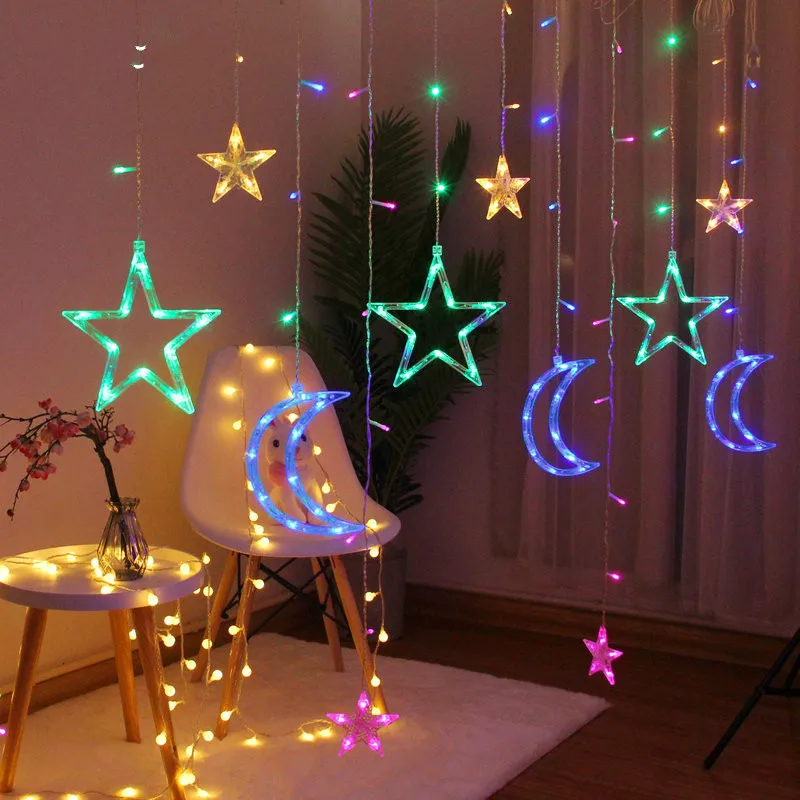 Kalėdų Žiburiai Patalpų ES 220V Moon Star LED Lempos String Apdailos partijų Vestuvių Atostogų Žiburiai Navidad Gimdymo Naujųjų Metų 