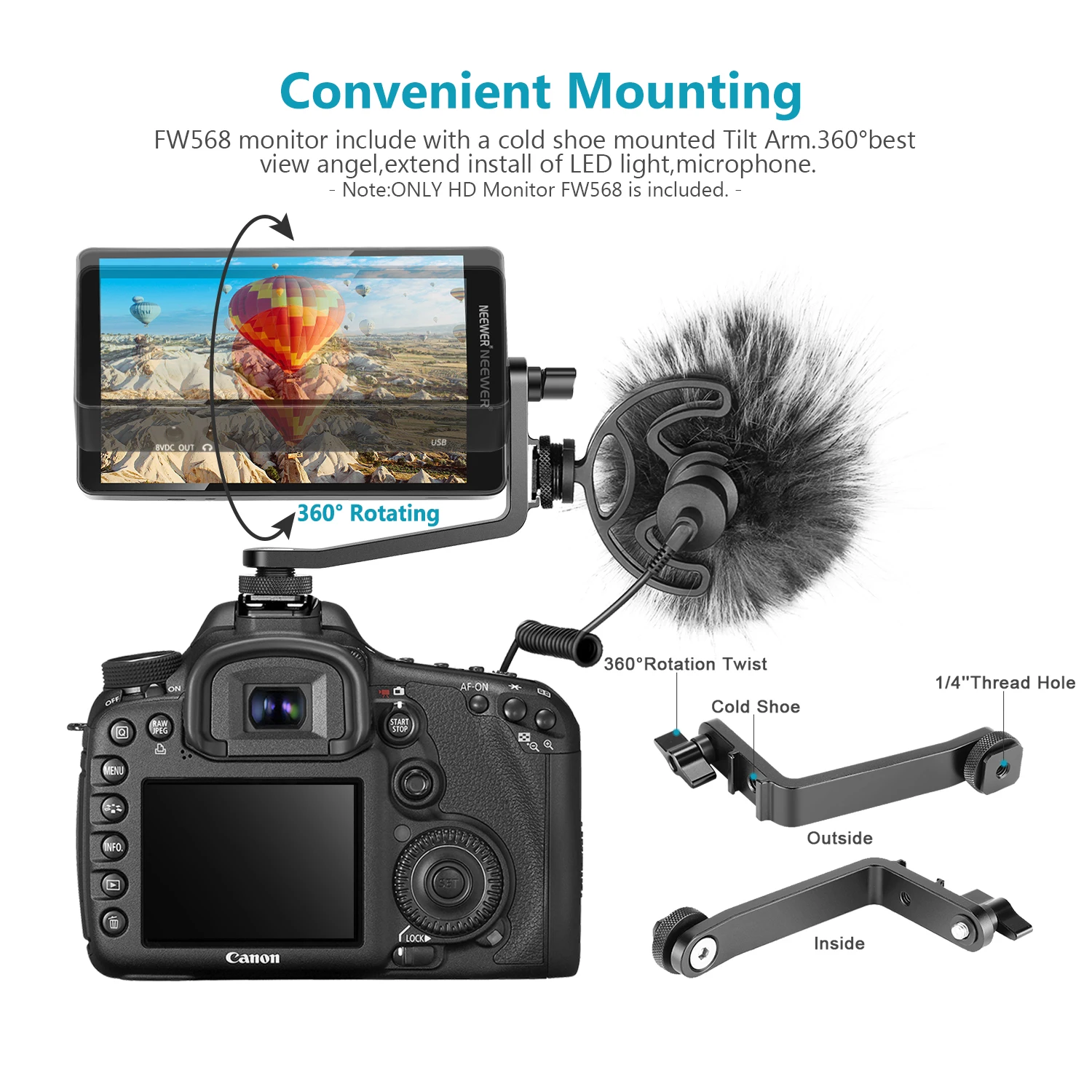Neewer FW568 5.5 Colių Kamera Lauko Monitorius Full HD 1920x1080 IPS Ekraną, Paramą 4K HDMI, DC Įvesties ir Išvesties Histograma su Baterija
