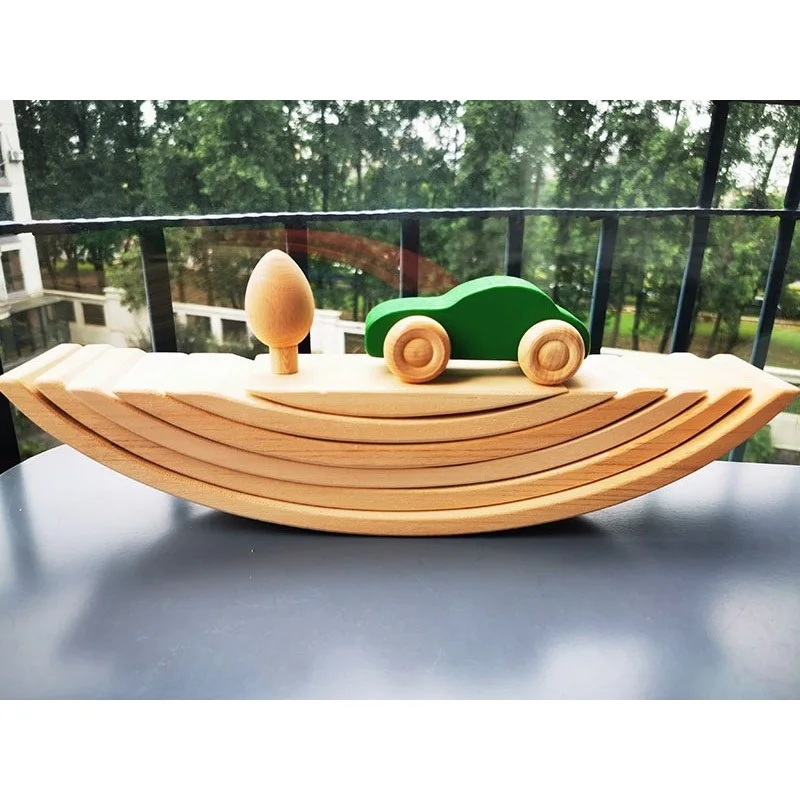Kūdikių Mediniai Žaislai, Gamtos Medienos Kaupimas Blokai /Unpaint Mediena, Medžiai, Automobiliai Pastato, Tilto Blokai Montessori Žaislas