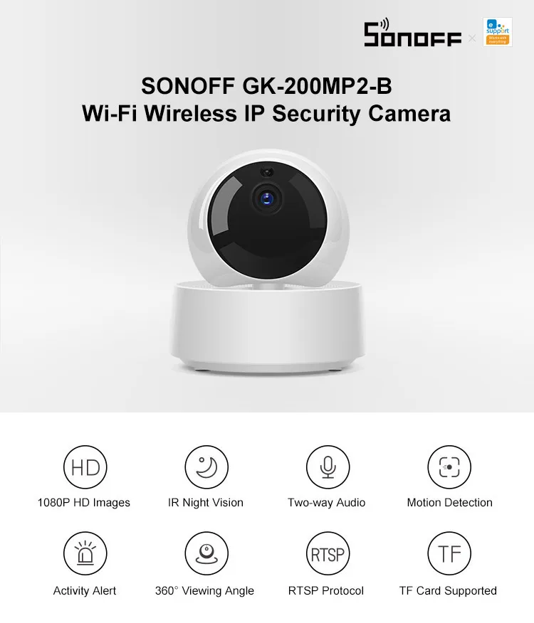 SONOFF GK-200MP2-B 1080P HD Mini Smart Home Wi-fi, Belaidžių IP kamerų ir SPINDULIŲ Naktinio Matymo Kūdikio stebėjimo Priežiūra, Apsaugos Kameros