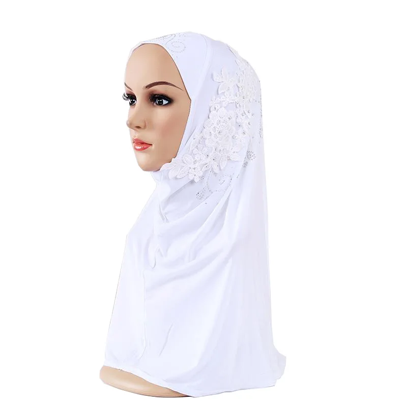 Musulmonų Momentinių HIJAB Turbaną Su Deimantais Gėlių Hijab Dangteliai, Moteris Ir Mergaitė Skarelė Islamo šalikai Nešioti