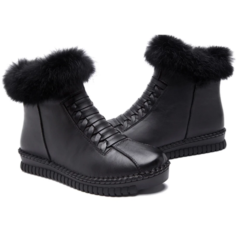PEIPAH Moterys Sniego Batai Žieminiai natūralios Odos Batai Moters Retro Zip Šiltas Pluch Butas Winter Shoes Moterų Batai