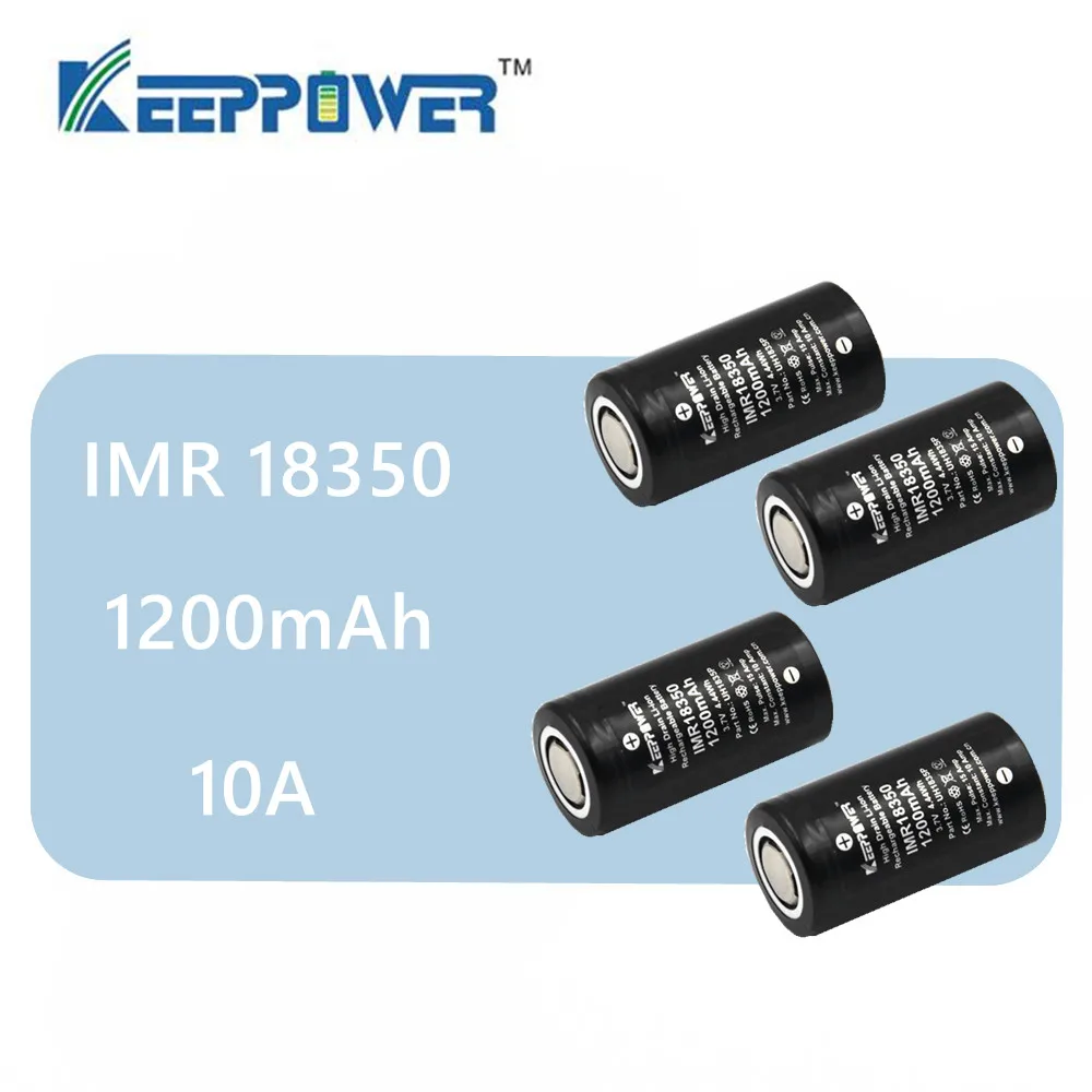 4pcs Originalus Keeppower 10A išleidimo IMR18350 1200mAh UH1835P Li-ion įkraunama baterija IMR 18350 baterija lašas laivybos
