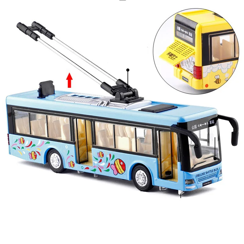 Vaikams Žaislai Lydinio Ekskursijos Autobusu Modelis 1/32 troleibusu Diecast Tramvajų ir Autobusų Transporto priemonės, Automobilių Žaislas su Šviesos ir Garso Kolekcijos